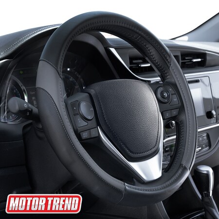 Motor Trend Two Tone Pu Steering Wheel Cover/Dark Gray SW-814-DG